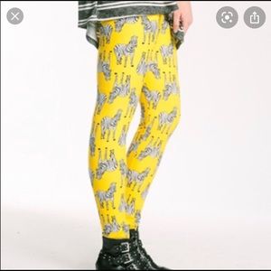 Agnes & Dora Zebra Yellow Leggings NWT L